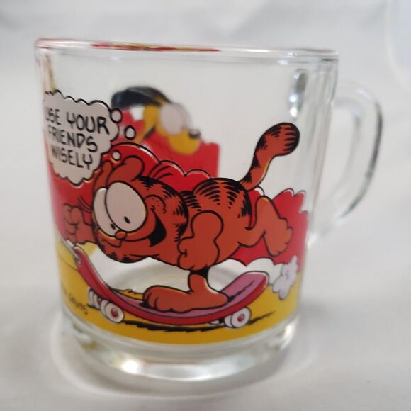 Set‎ of 2 Vintage 1978 Garfield McDonalds Clear Glass Coffee Mugs Cups - Picture 3 of 8